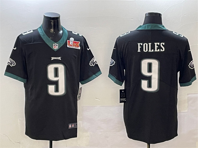 Men's Philadelphia Eagles #9 Nick Foles Black 2025 Super Bowl LIX Patch Vapor Untouchable Limited Stitched Football Jersey Men's Philadelphia Eagles #9 Nick Foles Black 2025 Super Bowl LIX Patch Vapor Untouchable Limited Stitched Football Jersey